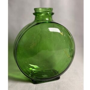 Antique 1930s Duraglas Sunsweet Emerald Green Glass Prune Juice Canteen Bottle